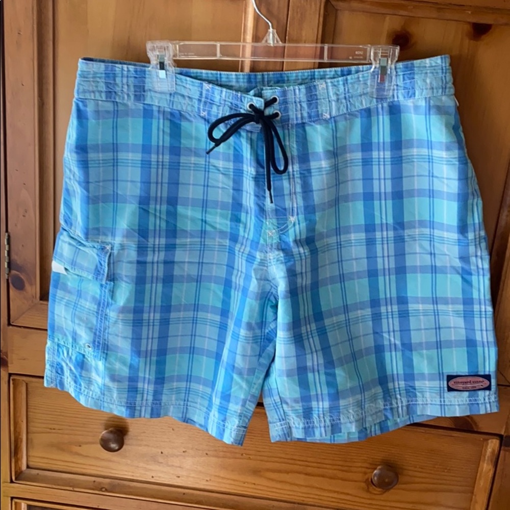 Vineyard Vines Mens Plaid Swim Board Shorts